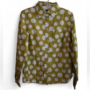 Polka Dot Women’s Shirt - Mustard Yellow Green and White